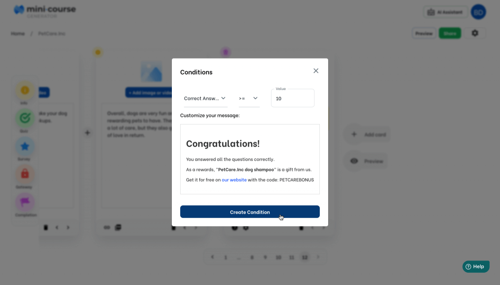 Conditional messaging on Youtube