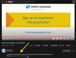 Description area on YouTube