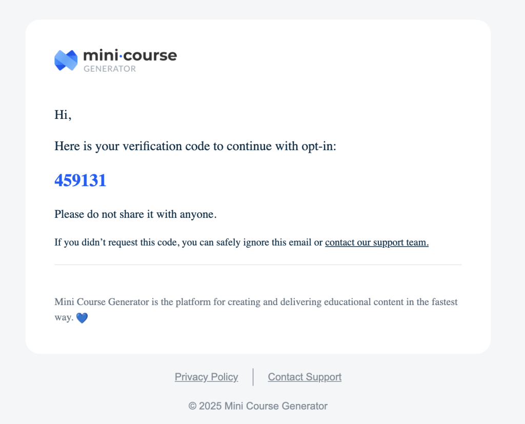 access code email