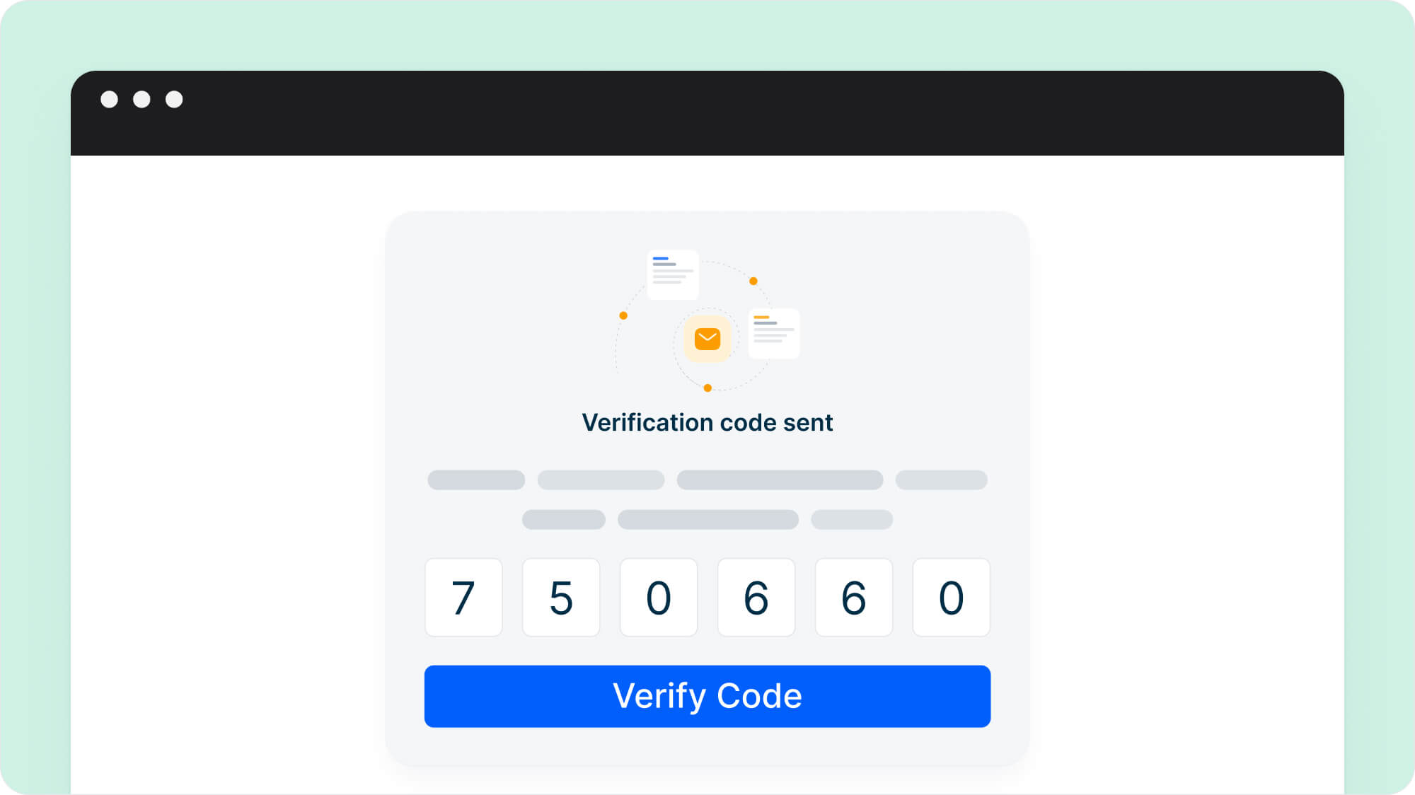Mini Course Generator seamless learner access with one-time verification code login screen showing code entry and verify button.